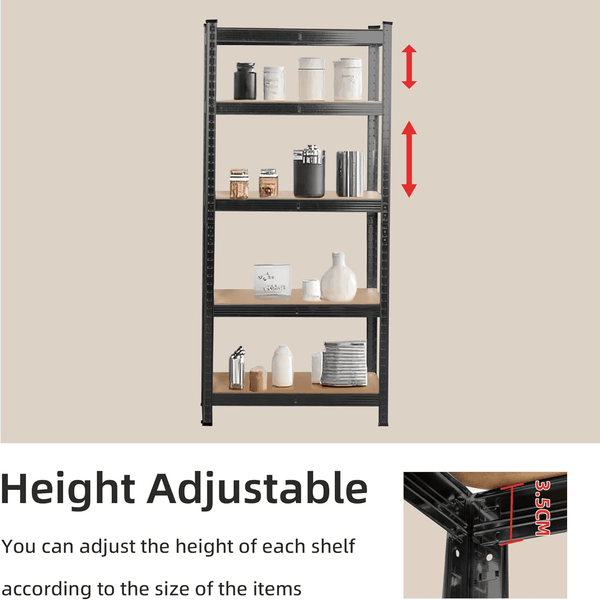Garage Shelving Units 5 Tier Heavy Duty Shed Storage Racking Shelf Metal Boltless 1000kg Capacity 175kg Per Shelf for Warehouse Workshop Office Heavy Duty Industrial Garage Racking/Shelving Unit