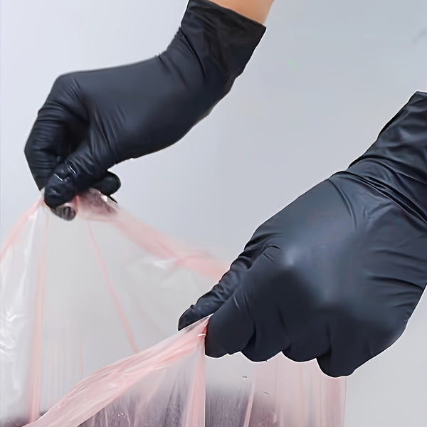 50/102pcs Black Composite Nitrile Gloves - Disposable Cleaning Gloves, Suitable for Kitchen, Dishwashing, Home Cleaning, Handheld, Latex Free, Suitable for Indoor and Outdoor Use, Kitchen Cleaning Gloves