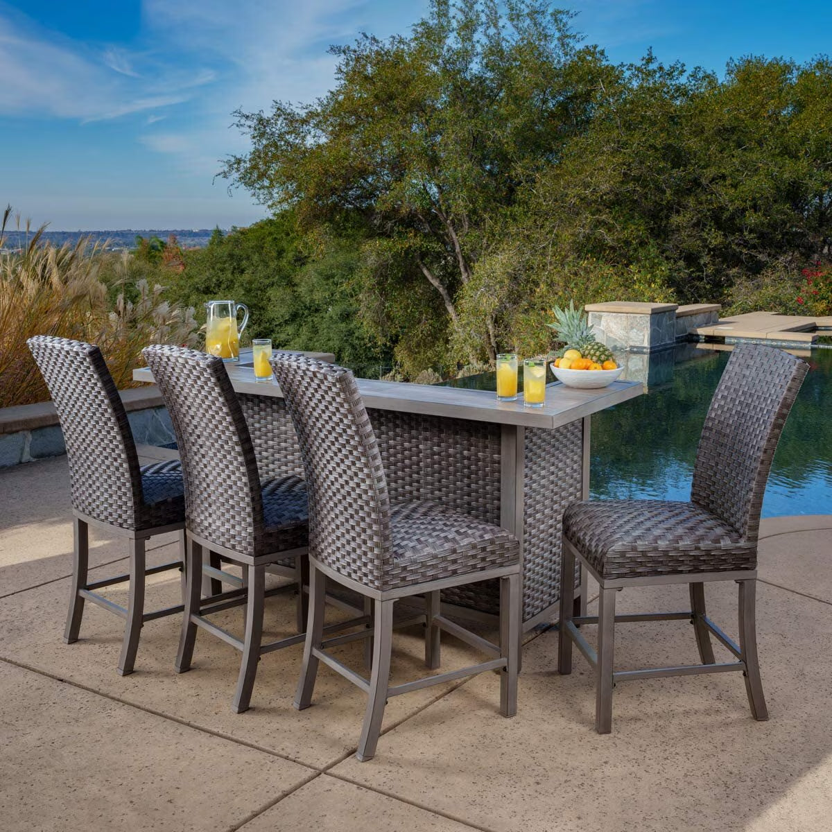 Sunvilla Taylor 5 Piece High Dining Wicker Bar Set + Cover