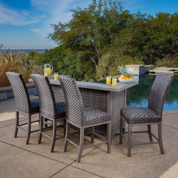Sunvilla Taylor 5 Piece High Dining Wicker Bar Set + Cover