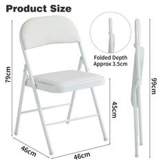 Set of 4 Folding Chairs, Faux Leather Foldable Chairs with Metal Frame and Padded Seat, Easy to Fold and Store for Home, Office, Dining and Reception