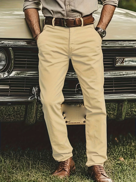 [Tongtongbang Selection OBM] 2pcs Set of Stretch Men'S Chino Pants, Light Business Semi-Formal Casual Straight Trousers