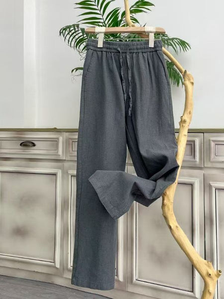 Women's Comfortable Straight-leg Pants - Lightweight Summer Casual Trousers, Wide-leg, Loose-fit, Breathable Straight-leg Pants