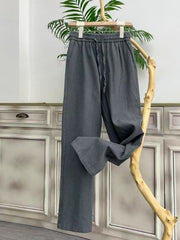 Women's Comfortable Straight-leg Pants - Lightweight Summer Casual Trousers, Wide-leg, Loose-fit, Breathable Straight-leg Pants