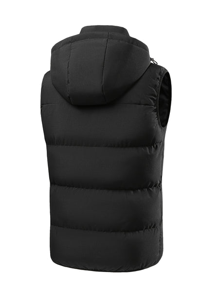 Men'S Winter Warm Sleeveless Padded Vest Casual Hooded Jacket Detachable Thickened Outerwear Vest Contrast Color Design Men Women Couple Same Style Elastic Shrinkage Windproof Warm Cold-Resistant Top Winter New Style