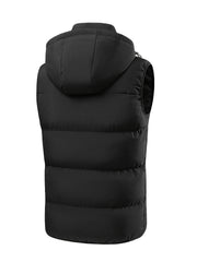 Men'S Winter Warm Sleeveless Padded Vest Casual Hooded Jacket Detachable Thickened Outerwear Vest Contrast Color Design Men Women Couple Same Style Elastic Shrinkage Windproof Warm Cold-Resistant Top Winter New Style