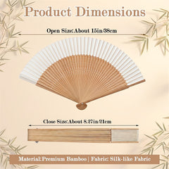 Portable Bamboo Handheld Folding Fan Suitable for Women - Elegant Chinese Decorative Cooling Fan with Bamboo for Weddings, Dance Performances, Church Events, Summer & Hot, Foldable