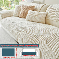 1pc Plush Non-Slip Sofa Cover, Modern Luxury, Pet-Friendly, Breathable, Fashionable Home Decor