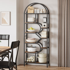 Arched Bookshelf, 9-Tier Metal Open Bookcase, Bookcase Display Racks, Modern Book Shelf for Living Room, Bedroom, Office, Geometric Display Shelf