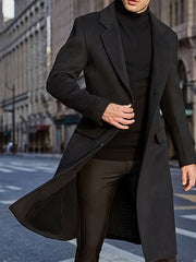 Men's Trench Coat, Men's Gift, Men's Long Warm Dragon and Phoenix Windbreaker Jacket, Classic Simple Fashionable Casual Men's Outerwear