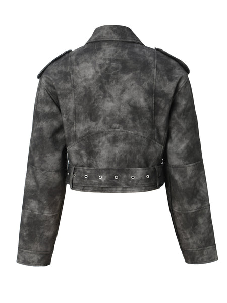 Women'S PU Motorcycle Jacket with Full-Zip Front Closure, Asymmetrical Zipper & Belted Waist - All-Season Casual Biker Jacket, Regular Fit Long Sleeve, Full-Length Zipper & Buckle Closure, White/Black Color Options for Everyday & Motorcycle Riding - Durab
