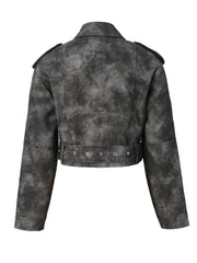 Women'S PU Motorcycle Jacket with Full-Zip Front Closure, Asymmetrical Zipper & Belted Waist - All-Season Casual Biker Jacket, Regular Fit Long Sleeve, Full-Length Zipper & Buckle Closure, White/Black Color Options for Everyday & Motorcycle Riding - Durab