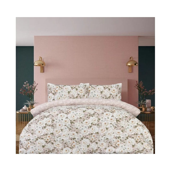 Elegant Blossom Blush Reversible Microfiber Printed Duvet Cover Set & Pillow Cases Bedding Collection