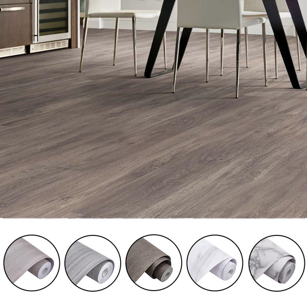 Vinyl Peel and Stick Wood Grain Floor Tile, 61cmx10m Self-Adhesive Vinyl Flooring Roll, Thicken Wear-Resistant Wallpaper Roll for Home Decor Floor & Wall Renovations, Pearl Marble