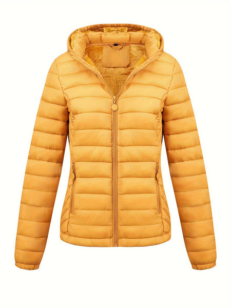 Women's Autumn/Winter Simple Lightweight Hooded Commuter Padded Coat with Pockets