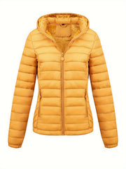Women's Autumn/Winter Simple Lightweight Hooded Commuter Padded Coat with Pockets