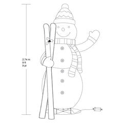 9 Ft LED Twinkle Collapsible Snowman with Skis