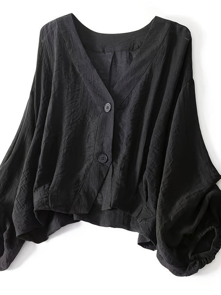 Women's Summer Sheer Lightweight Cropped Cardigan Jacket - V-Neck Button Front Button-Front Closure, Semi-Sheer Suitable for Camisoles & Dresses, Office Layering Piece, Machine Washable V-Neck Blouse Style Cardigan