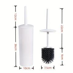 A Set Of Bathroom Toilet Brush And Plastic Stand with A Long Plastic Handle And Soft Flexible Bristles The Toilet Brush Stand And Base Are Drip Proof And Leak Proof(white)