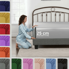 Microfiber Fitted Sheet Bed Sheet Hotel Quality Bedding Ultra Soft & Breathable Brushed Microfiber 25cm Deep Pocket Fitted Sheet
