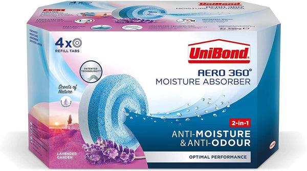 Unibond AERO 360° Moisture Absorber Neutral Refill Tab, Ultra-Absorbent and Odour-Neutralising, for AERO 360° Dehumidifier, Condensation Absorbers, (4 X 450G)