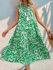 Spring/Summer Vacation Women'S Sleeveless Bohemian Style Fringed Tie-Up Printed Dress