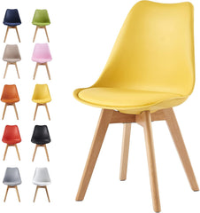 mcc direct 1Pcs Dining Chair Wooden Legs Soft Cushion Pad Stylish DELUXE Retro Lounge Dining Office EVA