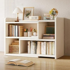 Expandable Desktop Bookcase, Freestanding Multi-layer Bookshelves, Adjustable Width Bookshelf Book Shelf Storage Unit, Multifunctional Storage Rack Book Shelf for Home Office Storage Organization