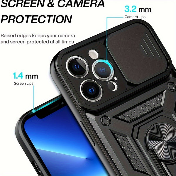 Phone case: Shock-Proof Protective Case for iPhone 15 14 13 11 12 Pro Max Plus Max XR 7 8 SE 2020 with Ring Holder