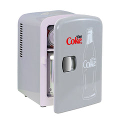 Coca Cola 4L Mini Fridge Diet Coke 6 Can Portable 12V Cooler / Warmer in Grey
