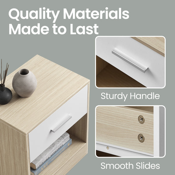 Bedside Table, Side Table with Drawer, Handle, Open Compartment,Easy Assembly, Perfect for Living Room or Bedroom