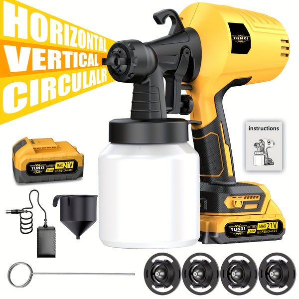 High Pressure and Low Flow HVLP Spray Gun, Suitable for Indoor and Outdoor Walls, Wood, Fences, Decks, Furniture - Including Adjustable Spray Mode and Ergonomic Design, Simple, Portable and Wireless, Suitable for Family Christmas Gifts.
