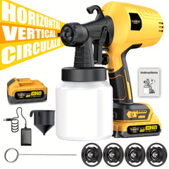 High Pressure and Low Flow HVLP Spray Gun, Suitable for Indoor and Outdoor Walls, Wood, Fences, Decks, Furniture - Including Adjustable Spray Mode and Ergonomic Design, Simple, Portable and Wireless, Suitable for Family Christmas Gifts.