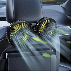 Car Fan, Car Small Air Conditioner, Double-Head Rear USB Interface Electronic Fan, Strong Wind, 360-Degree Rotation, USB Gadget, Computer Additions, Car And Home Dual Use, USB Fan Compatible with Laptops