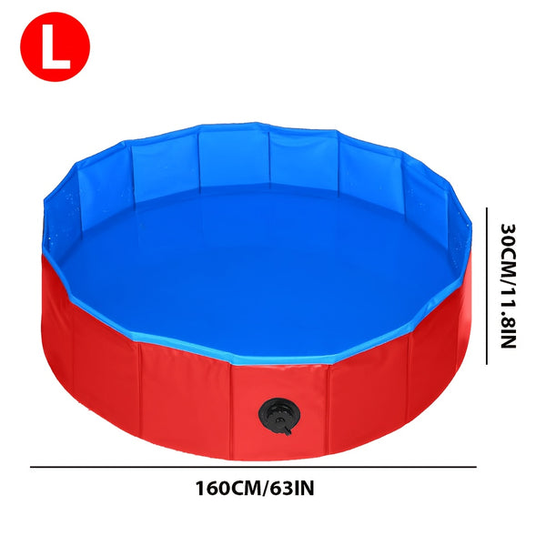 Heavy Duty Dog Swimming Pool, Dog Paddling Pool, PVC Board Pet Pool Quick Setup, Drainage Hole & Thickened Bottom For Small/Large Dogs Indoor & Outdoor Use