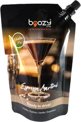Boozy Espresso Martini Cocktail Shaker Set in Gift Box, with Glasses & Shaker, 500Ml, 5 Servings, 18% ABV, Premixed Cocktail, Shaker, X2 Ravenhead Glasses