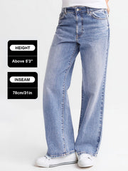 【Tall】KatchMe Women's Wide Leg Jeans - Mid Rise Relaxed Fit Denim Pants, Soft Stretch Comfortable Trousers for Fall & Winter, Streetwear Casual Bottoms
