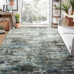Contemporary Abstract Area Rug, Machine Washable And Non-Shedding, Soft Low Pile Design for Kitchen, Living Room, Hallway, And Laundry Room