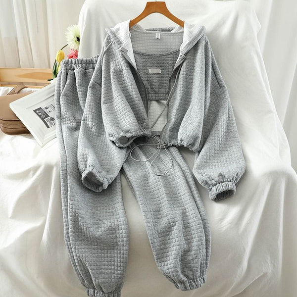 Casual suit Women's retro 2025 new style casual s loose coat, cuffed pants three-piece set for women