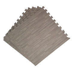 Samuel Alexander 12 Piece Grey Wood Effect EVA Foam Floor Protective Tiles Mats 60x60cm Each Set For Gyms, Kitchens, Garages, Camping, Kids Play Matting, Flooring Mats Set Covers 4.32 sqm (46.5 sq ft)