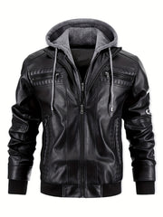 Men's Casual 2in 1 Jacket, Chic Bomber Jacket Biker Jacket with Zipper Pockets