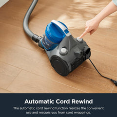 Midea EUREKA Whirlwind Canister Vacuum Cleaner, Cylinder Vacuum Cleaner - 700W Bagless Model with 1.5L Capacity Dust Cup, 2-in-1 Dusting Brush, Automatic Cord Rewind, Lightweight & Compact Design, Perfect for Pet Hair, Carpet Dust, Hard Floor Debris & Hom