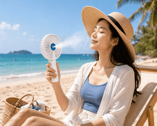 Portable Rechargeable Handheld Fan with Phone Holder, 3 Speed Settings, USB Rechargeable 1200mAh Battery, Personal Cooling Fan with Water Mist Function for Home, Office, Travel & Outdoor Use