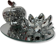 Amazing Gift Silver Sparkle Glass Ornament Bling Crushed Diamond Crystal Filled Apple Shape Tealight Candle Holder