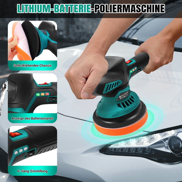 Cordless Car Buffer Polisher Machine Kit with 2X Rechargeable Batteries, 8 Variable Speed 2800-5500RPM, Portable Polishing Waxer for Detailing/Waxing Polishing Kit for Car Detailing Scratch Removing