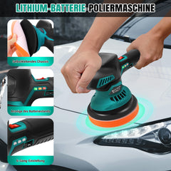 Cordless Car Buffer Polisher Machine Kit with 2X Rechargeable Batteries, 8 Variable Speed 2800-5500RPM, Portable Polishing Waxer for Detailing/Waxing Polishing Kit for Car Detailing Scratch Removing