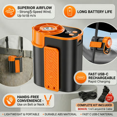 5-In-1 Cooling Fan, Waist Fan, Clamp Fan, Desktop Fan And Handheld Fan, 199 Speed Settings, with LED Display, Silent Motor, Quick Charging And Shock-Resistant Design. Father'S Day Gift, Suitable for Daily Use