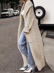 Targeted Development Direction Sweater Thick Twist Big Lapel Long Open Front Cardigan Pullover for Spring Autumn Winter