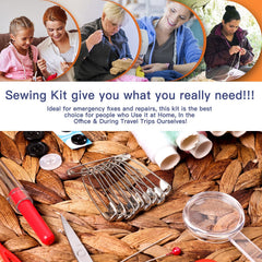 JUNING Travel Sewing Kit Portable Sewing Supplies Accessories for Adults, Beginner, Home, Emergency, Including Needle and Thread Kit, Scissors,Tape Measure, Seam Ripper