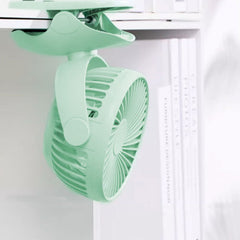 Mini USB Rechargeable Clip Fan, 4-Speed Quiet Fan, 360° Adjustable Fan, Green Portable Fan, Removable & Cleanable, Clip-On Design Fan, 19.5x13x13cm